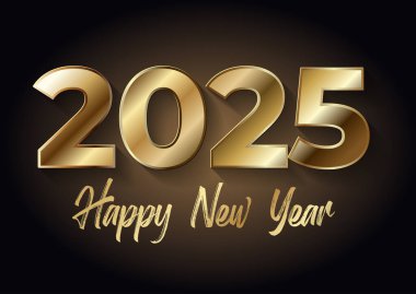 2025 altın metin ve parlak arkaplan ile mutlu yeni yıl tasarımı