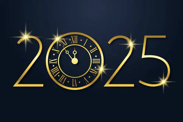 İnce altın fontlu 2025 mutlu yeni yıl tasarımı