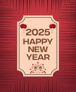  2025 happy new year design with clebration icon clipart