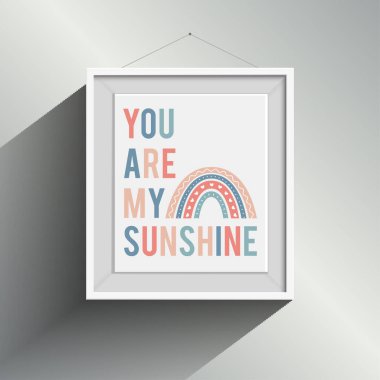 You Are My Sunshine Soft Watercolor Textured Wall Art Inside Sample Photo Frame clipart