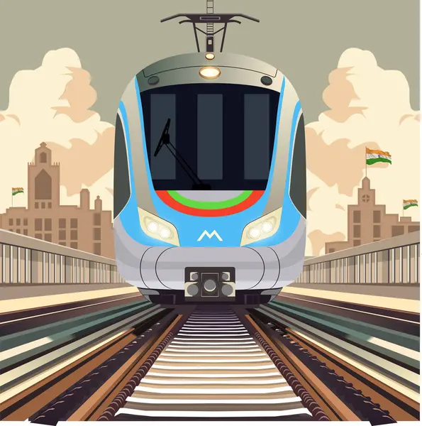 Hindistan yüksek hızlı Delhi Metro Illustration