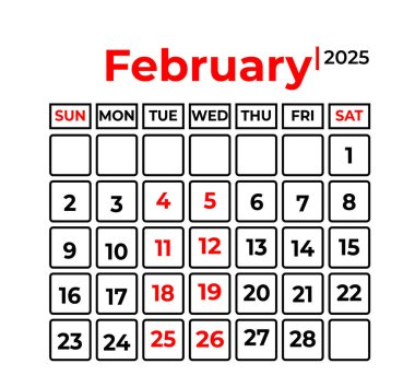 Ocak 2025 Aylık Takvim tasarımı temiz görünüm