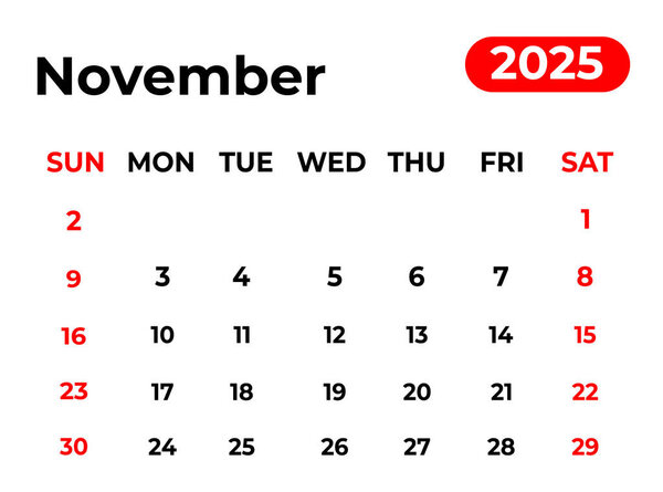 Ноябрь 2025 месячный календарь дизайн в чистом виде