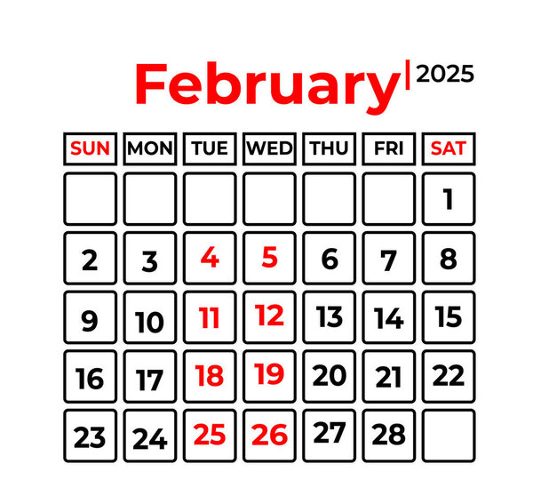 January 2025 Monthly Calendar design in clean look