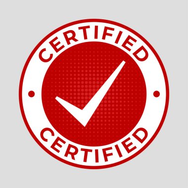 Kırmızı Beyaz Dairesel Onaylı Otantiklik İşaretli Pul Tasarımı