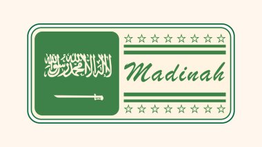  Suudi Bayrağı Tasarımlı Klasik Madinah İsim Plakası