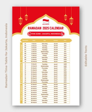 Ramazan 2025 Jakarta Takvimi, Endonezya Oruç Takvimi