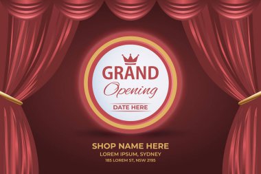 Kırmızı Perdeli ve Altın Aksanlı Lüks Büyük Açılış SancağıName