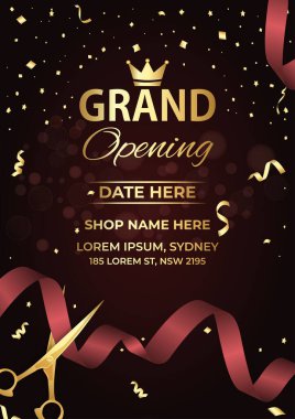 Premium Altın ve Kırmızı Tema Büyük Açılış Posteri