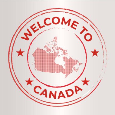 Noktalı Harita Tasarımlı Kanada Vektör Damgası 'na Hoşgeldiniz