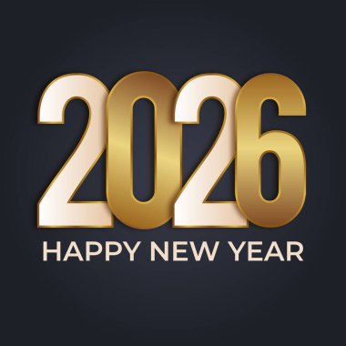 Lüks Altın 2026 Karanlık Arkaplan Üzerine Mutlu Yıllar Metni