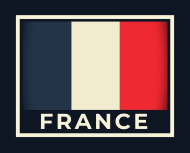 Retro Stili Fransa Ulusal Bayrak Vektörü İllüstrasyonu