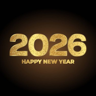 Işıldayan Altın 2026 Karanlık Arkaplanda Mutlu Yıllar