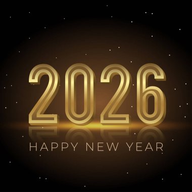 Neon Golden 2026 Siyah arka planda mutlu yıllar