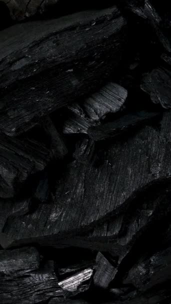 Black Background Heap Natural Charcoal Mineral Used Industry Food Preparation — Stock video