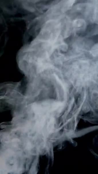 White Swirling Steamy Smoke Smog Fast Moves Black Background Abstract — Stockvideo