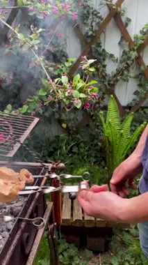 Pişirme Ustalığı İçin Adım Adım Izgara Kılavuzu Cızırdayan Şiş Şiş Şiş. Açık Ateş Mangosu 'nda Mükemmel Izgara Yumuşak Et. Dikey. Kapat..