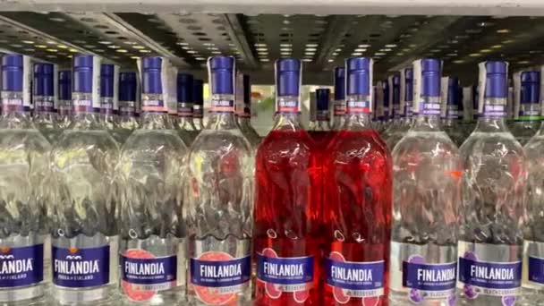 Kiev Ucrania Septiembre 2023 Botellas Marca Original Finlandia Vodka Lujo — Vídeo de stock