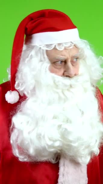 Santa Claus Puts Fingers Lips Says Shhh Want Silence Tells — Stock Video