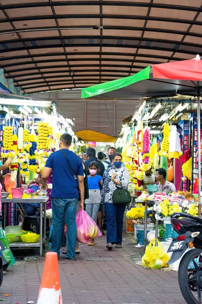Brickfields Malesia Ottobre 2022 Persone Che Fanno Shopping Ghirlande Indiane — Foto Stock