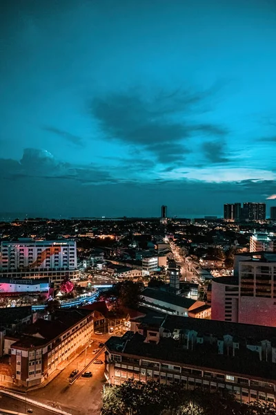 Πανοραμική Θέα Του Ορίζοντα Malacca Την Κυκλοφορία Και Φως Νύχτα — Φωτογραφία Αρχείου