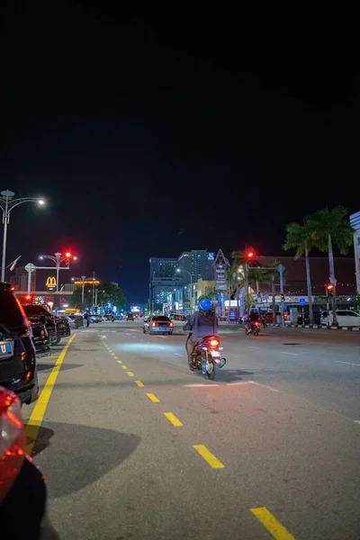 Мелака Малайзія Серпня 2022 Року Міський Рух Вночі Малаці — стокове фото