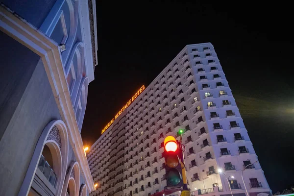 Melaka Maleisië Aug 2022 Imperial Heritage Hotel Gebouw Dat Nachts — Stockfoto