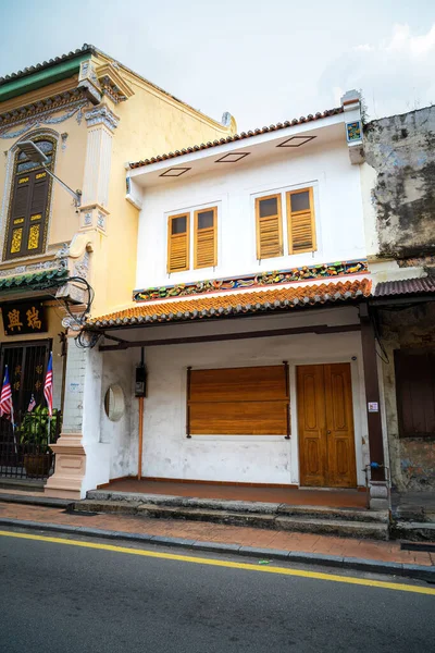 Melaka Malasia 2022 Calle Por Mañana Con Hermosos Edificios Antiguos — Foto de Stock