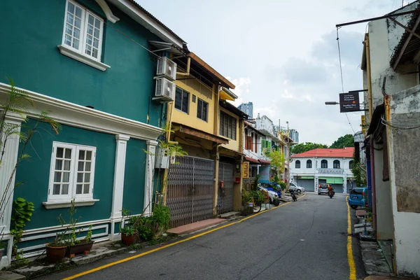 Melaka Malajsie Srpna 2022 Ráno Ulice Krásnými Starými Budovami — Stock fotografie