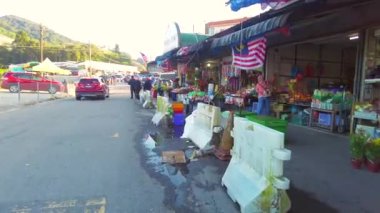 Cameron Highlands, Malaysia - Sep 16, 2022 POV walking at the tourist market in Kea Farm in the morning.