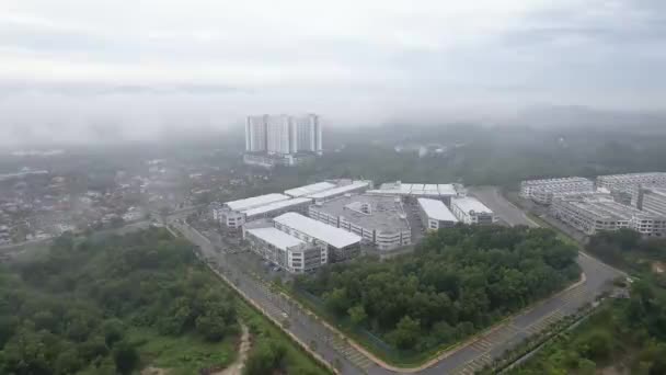 Luchtfoto Van Bandar Puteri Bangi Tijdens Zonsopgang — Stockvideo