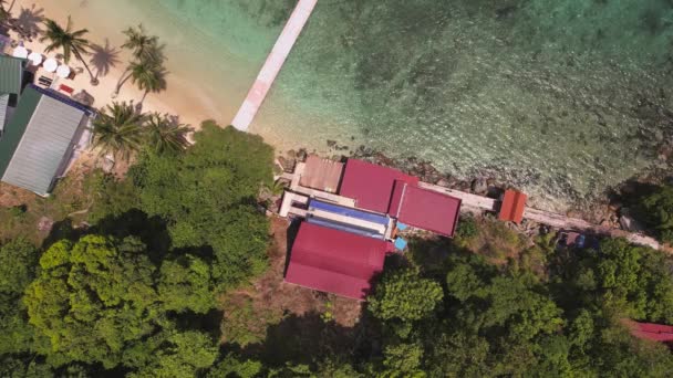 Vista Aérea Estática Chalet Resort Día Soleado Con Árboles Playas — Vídeos de Stock