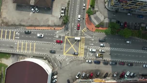 Rotation Aérienne Haut Bas Carrefour Rotation Dans Ville Malaisie Ralenti — Video