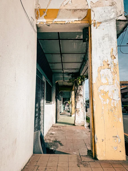Vintage Arches Sidewalk Alley Lined Old Shops Kuala Pilah Old — Stock Photo, Image