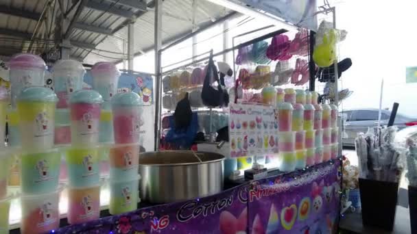 Selangor Malaysia January 2023 Cotton Candy Stall Selling Sweet Cotton — Stock Video