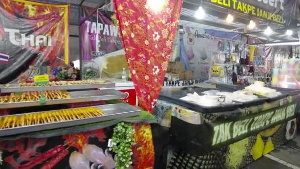 Selangor Malezja Stycznia 2023 Stoiska Sprzedające Różne Menu Tajlandzkim Halal — Wideo stockowe