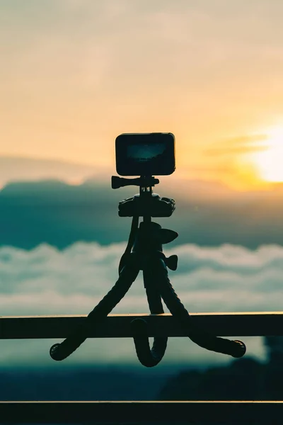 Action Camera Tripod Capturing Time Lapsed Video — Stock Photo, Image