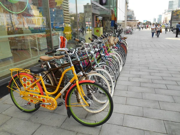Group Colourful Retro Styled Bikes — Photo