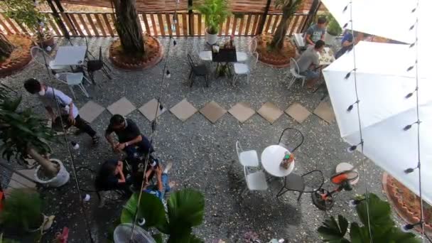 Cafe Open Air Tables People View High Quality Fullhd Footage — Stok video