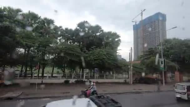 Phnom Penh Cambodia View Bus Window Fast Growing Modern City — Stock video