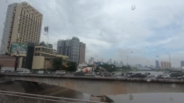Phnom Penh Cambodia View Bus Window Fast Growing Modern City — Stock video