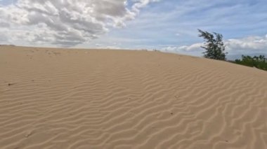 Nam Cuong kum tepelerinde yürümek, bir sürü çöp. Phan Rang, Ninh Thuan, Vietnam. Yüksek kalite 4k görüntü