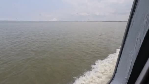 Dirty Brown Water Sea Vietnam View Speed Ferry Window High — Stock Video
