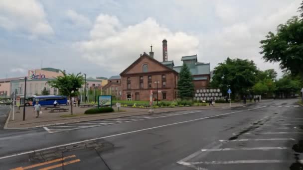 Japonsko Sapporo Stará Budova Pivního Muzea Slavné Značky Sapporo Vysoce — Stock video