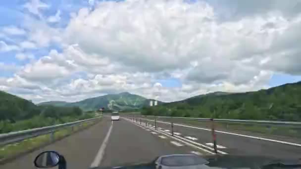 Pov Jízda Japonské Dálnici Slunečný Den Pohled Auta Hokkaido Vysoce — Stock video