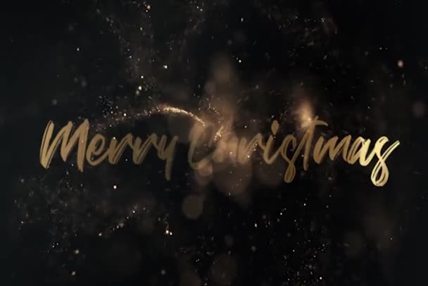 Buon Natale Animazione Testo Dorato Con Particelle Neve Fiocchi Neve — Video Stock