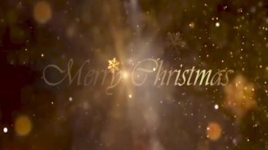 Kar tanecikleri ve kar tanecikleriyle Mutlu Noeller altın metin animasyonu