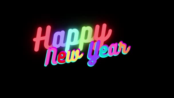 アニメーションテキスト新年のお祝い ソーシャルネットワークのために電子的に送信される新年のデジタルカード — ストック動画