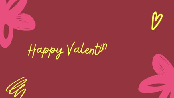 Animación Texto Del Día San Valentín Tarjeta Digital Del Día — Vídeo de stock