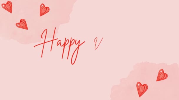 Animación Texto Del Día San Valentín Tarjeta Digital Del Día — Vídeos de Stock
